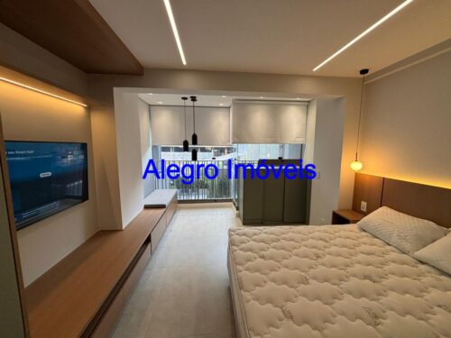 Studio na Vila Madalena, aluga, 100% MOBILIADO, 27m² a passos da Estação do Metrô, São Paulo – SP